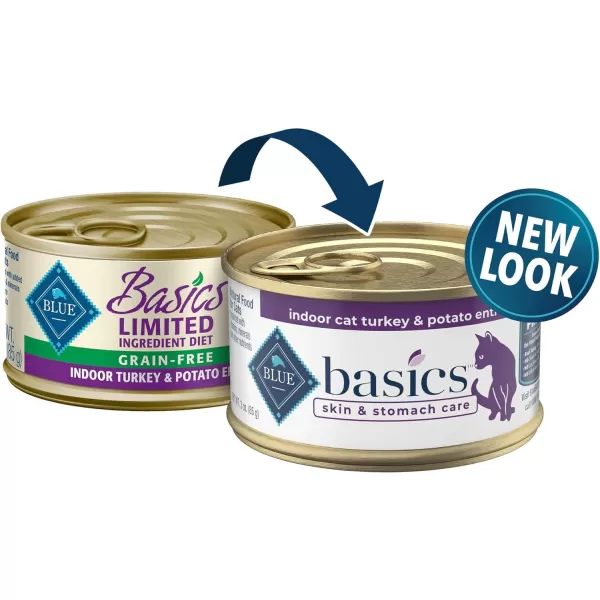 imageBlue Buffalo Basics Skin amp Stomach Care Grain Free Natural Adult Pate Wet Cat Food Indoor Duck 3oz cans Pack of 24Turkey