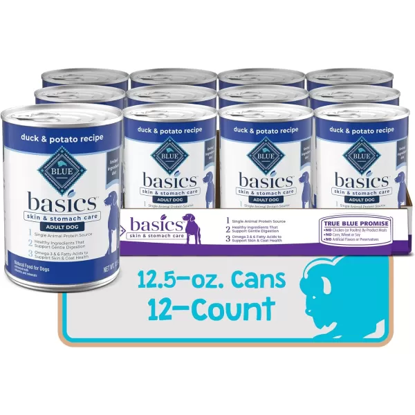 imageBlue Buffalo Basics Skin amp Stomach Care Grain Free Natural Adult Wet Dog Food Duck 125oz Cans Pack of 12Blue Buffalo Basics Skin amp Stomach Care Grain Free Natural Adult Wet Dog Food Duck 125oz Cans Pack of 12
