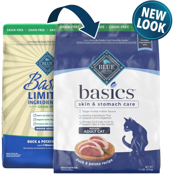 imageBlue Buffalo Basics Skin amp Stomach Care Grain Free Natural Indoor Adult Dry Cat Food Duck amp Potato 5lbDuck amp Potato 11 Pound Pack of 1