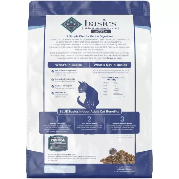 imageBlue Buffalo Basics Skin amp Stomach Care Grain Free Natural Indoor Adult Dry Cat Food Duck amp Potato 5lbDuck amp Potato 11 Pound Pack of 1