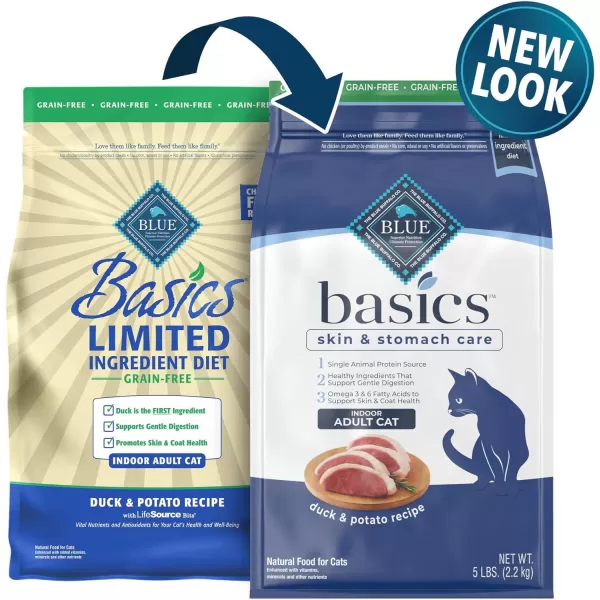 imageBlue Buffalo Basics Skin amp Stomach Care Grain Free Natural Indoor Adult Dry Cat Food Duck amp Potato 5lbDuck amp Potato 5 Pound Pack of 1