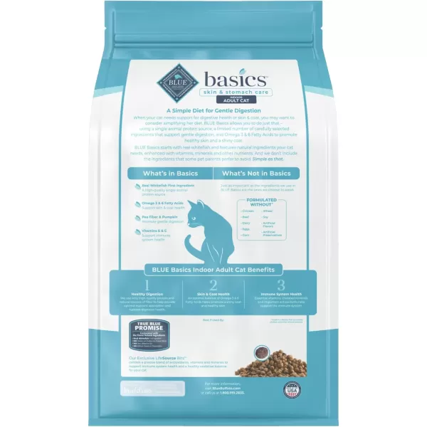 imageBlue Buffalo Basics Skin amp Stomach Care Grain Free Natural Indoor Adult Dry Cat Food Duck amp Potato 5lbFish amp Potato 5 Pound Pack of 1