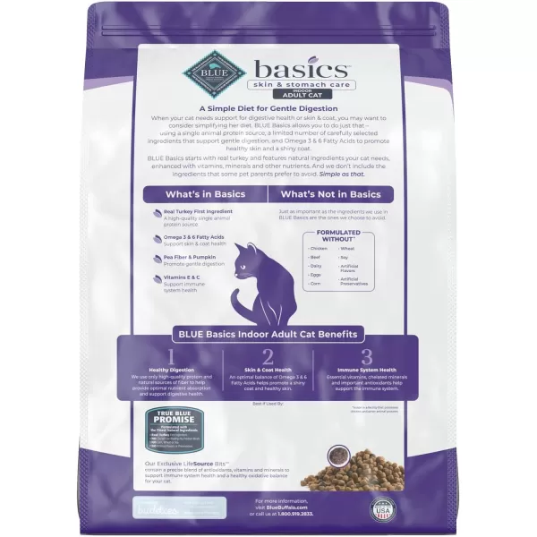imageBlue Buffalo Basics Skin amp Stomach Care Grain Free Natural Indoor Adult Dry Cat Food Duck amp Potato 5lbTurkey amp Potato 11 Pound Pack of 1