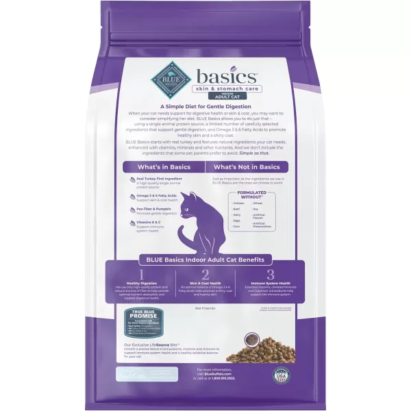 imageBlue Buffalo Basics Skin amp Stomach Care Grain Free Natural Indoor Adult Dry Cat Food Duck amp Potato 5lbTurkey amp Potato 5 Pound Pack of 1