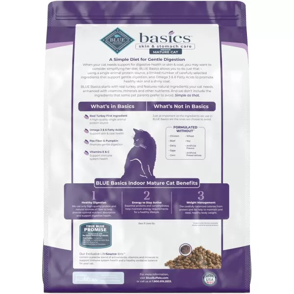imageBlue Buffalo Basics Skin amp Stomach Care Grain Free Natural Indoor Mature Dry Cat Food Turkey amp Potato 5lbTurkey amp Potato 11 Pound Pack of 1