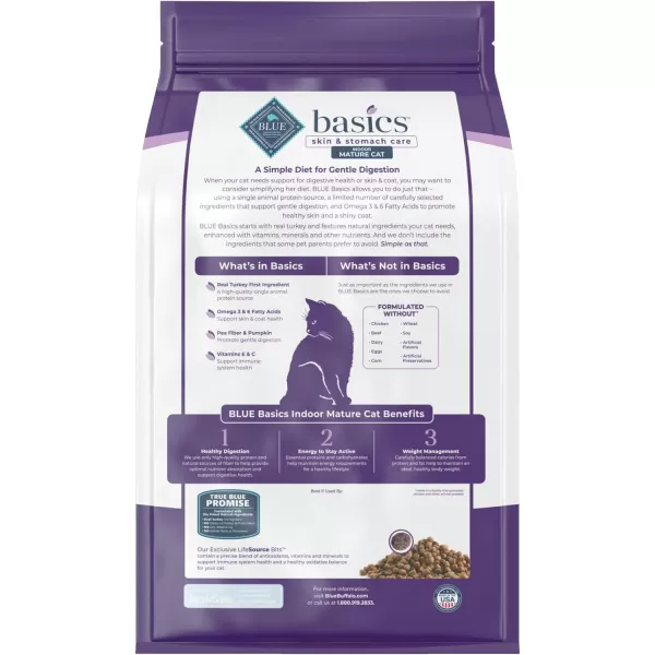 imageBlue Buffalo Basics Skin amp Stomach Care Grain Free Natural Indoor Mature Dry Cat Food Turkey amp Potato 5lbTurkey amp Potato 5 Pound Pack of 1