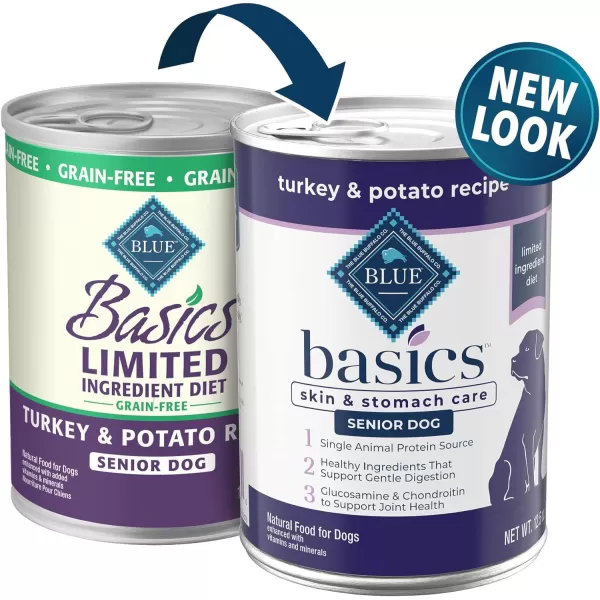imageBlue Buffalo Basics Skin amp Stomach Care Grain Free Natural Senior Wet Dog Food Turkey 125oz Cans Pack of 12Blue Buffalo Basics Skin amp Stomach Care Grain Free Natural Senior Wet Dog Food Turkey 125oz Cans Pack of 12