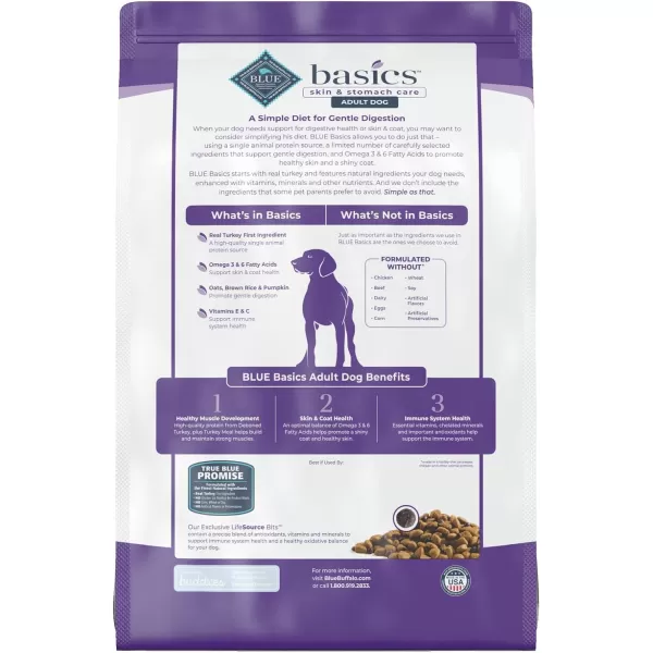 imageBlue Buffalo Basics Skin amp Stomach Care Natural Adult Dry Dog Food Salmon amp Potato 11lbTurkey amp Potato 11 Pound Pack of 1