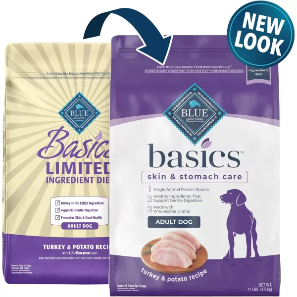 imageBlue Buffalo Basics Skin amp Stomach Care Natural Adult Dry Dog Food Salmon amp Potato 11lbTurkey amp Potato 11 Pound Pack of 1