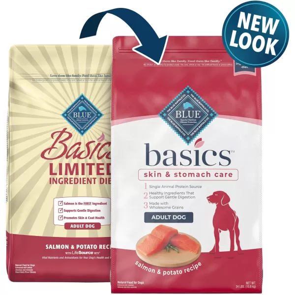 imageBlue Buffalo Basics Skin amp Stomach Care Natural Adult Dry Dog Food Turkey amp Potato 24lbSalmon amp Potato 24 Pound Pack of 1