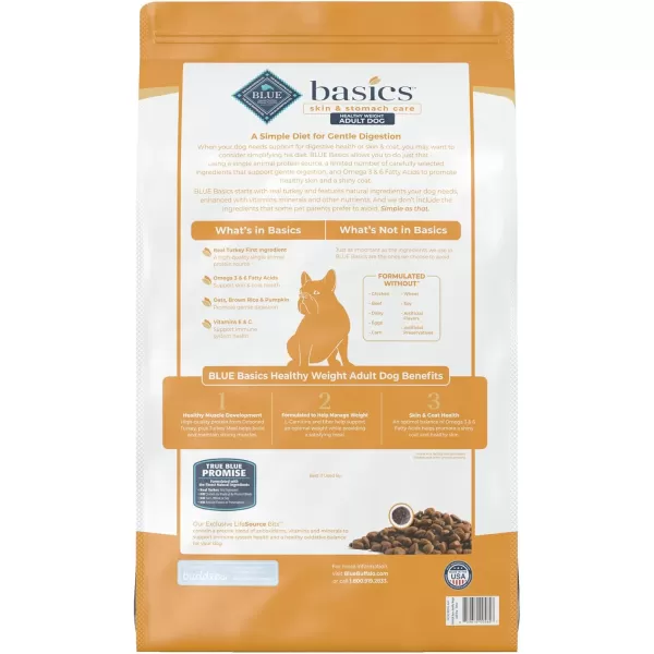 imageBlue Buffalo Basics Skin amp Stomach Care Natural Adult Healthy Weight Dry Dog Food Turkey amp Potato 24lbTurkey amp Potato 24 Pound Pack of 1