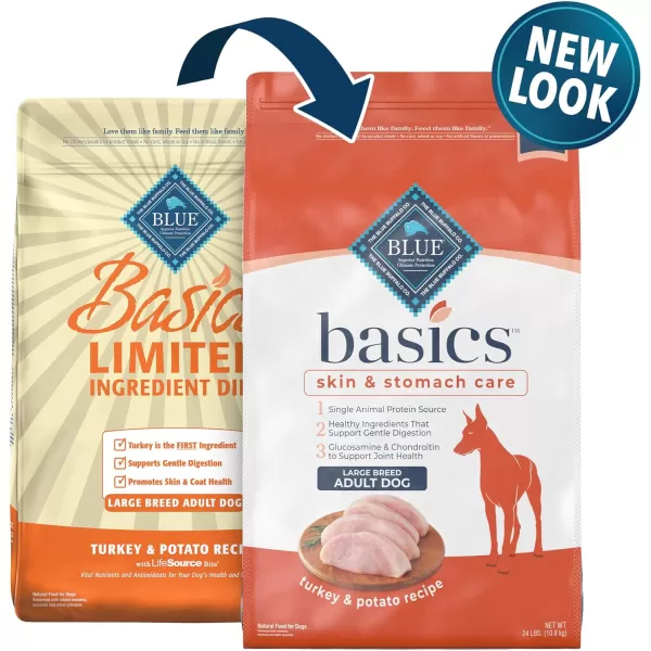 imageBlue Buffalo Basics Skin amp Stomach Care Natural Adult Large Breed Dry Dog Food Turkey amp Potato 24lb24 Pound Pack of 1