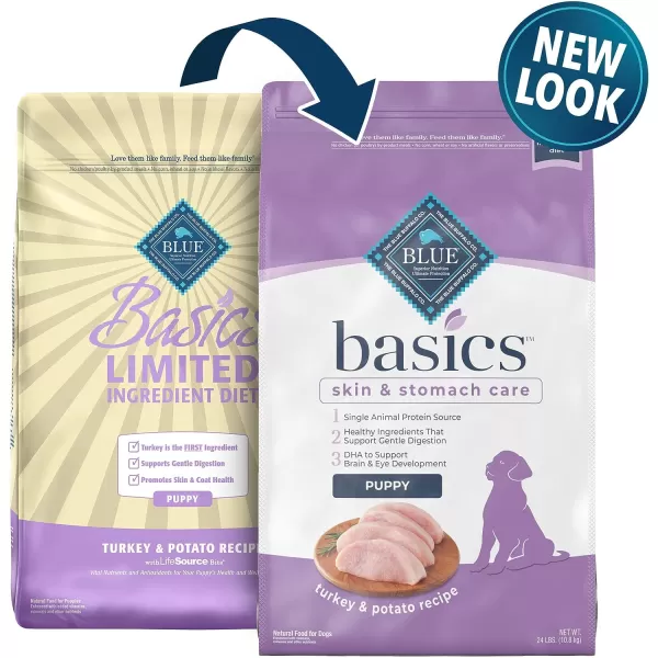 imageBlue Buffalo Basics Skin amp Stomach Care Natural Puppy Dry Dog Food Turkey amp Potato 24lbTurkey amp Potato 24 Pound Pack of 1