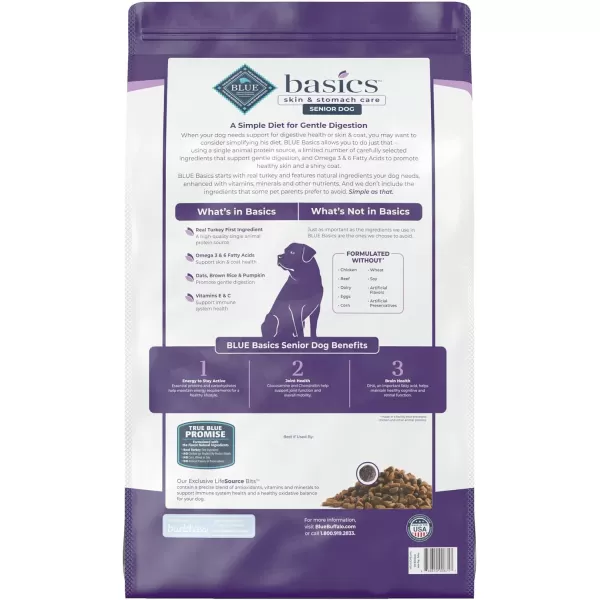 imageBlue Buffalo Basics Skin amp Stomach Care Natural Senior Dry Dog Food Turkey amp Potato 24lbDry Dog Food 24 Pound Pack of 1