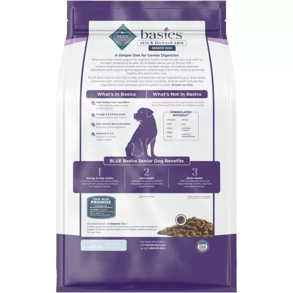 imageBlue Buffalo Basics Skin amp Stomach Care Natural Senior Dry Dog Food Turkey amp Potato 4lbDry Dog Food 4 Pound Pack of 1