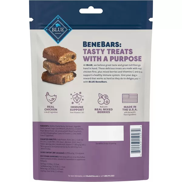 imageBlue Buffalo Benebars Natural Dog Treats Immune Support Chicken and Mixed Berries 9oz BagBlue Buffalo Benebars Natural Dog Treats Immune Support Chicken and Mixed Berries 9oz Bag