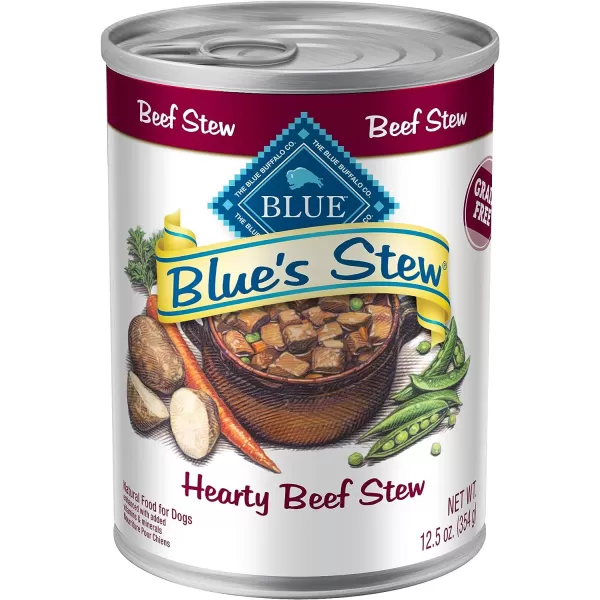 imageBlue Buffalo Blues Stew Natural Adult Wet Dog Food Beef Stew 125oz can Pack of 12Beef 125 Ounce Pack of 12