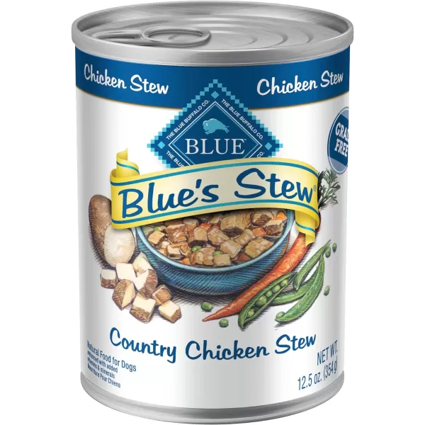 imageBlue Buffalo Blues Stew Natural Adult Wet Dog Food Beef Stew 125oz can Pack of 12Chicken 125 Ounce Pack of 12