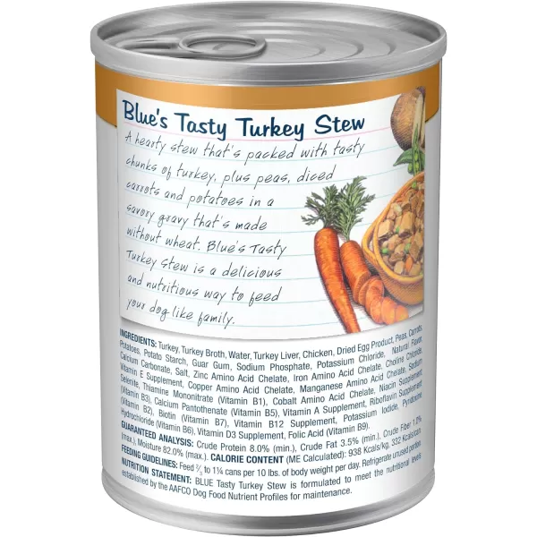 imageBlue Buffalo Blues Stew Natural Adult Wet Dog Food Beef Stew 125oz can Pack of 12Turkey 125 Ounce Pack of 12