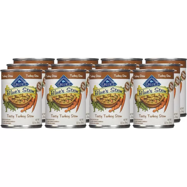 imageBlue Buffalo Blues Stew Natural Adult Wet Dog Food Beef Stew 125oz can Pack of 12Turkey 125 Ounce Pack of 12