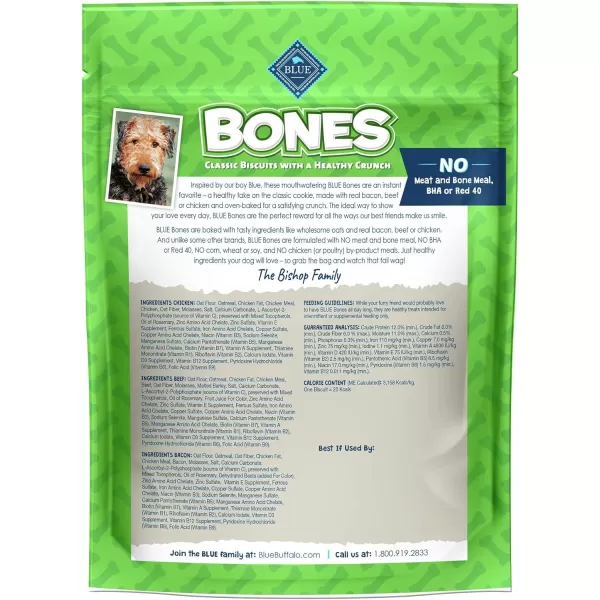 imageBlue Buffalo Bones Natural Crunchy Dog Treats Large Dog Biscuits Chicken 16oz bag 4 countAssorted Flavors  Beef Chicken amp Bacon 16 Ounce Pack of 4 Small Biscuits