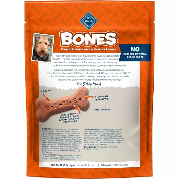 imageBlue Buffalo Bones Natural Crunchy Dog Treats Large Dog Biscuits Chicken 16oz bag 4 countBacon 16 Ounce Pack of 4 Large Biscuits
