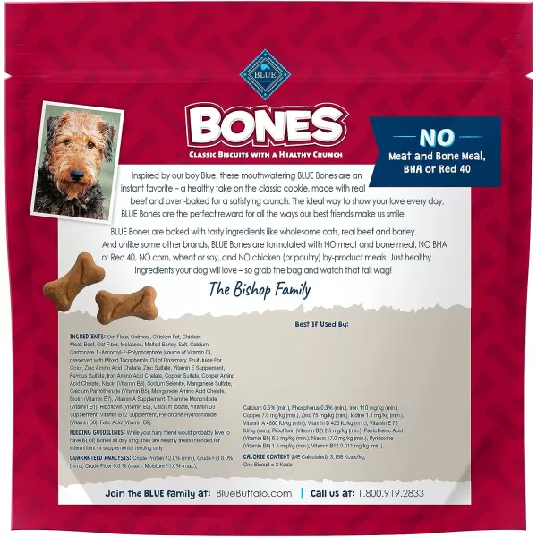 imageBlue Buffalo Bones Natural Crunchy Dog Treats Large Dog Biscuits Chicken 16oz bag 4 countBeef 12 Ounce Pack of 4