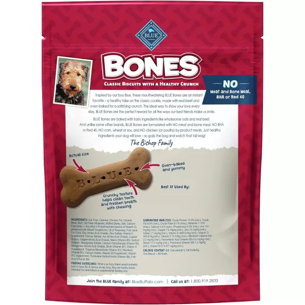 imageBlue Buffalo Bones Natural Crunchy Dog Treats Large Dog Biscuits Chicken 16oz bag 4 countBeef 16 Ounce Pack of 4