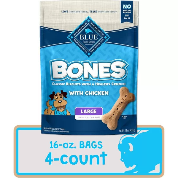 imageBlue Buffalo Bones Natural Crunchy Dog Treats Large Dog Biscuits Chicken 16oz bag 4 countChicken 16 Ounce Pack of 4