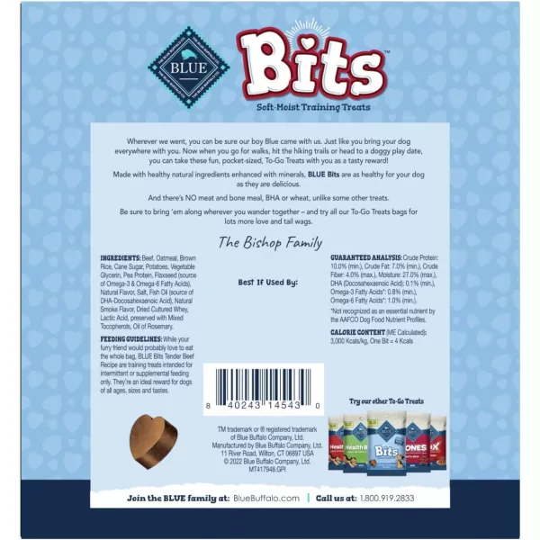 imageBlue Buffalo Bones Natural Crunchy Dog Treats TOGO Mini Dog Biscuits Beef 1oz Bags Pack of 12BLUE Bits Beef 1 Ounce Pack of 12
