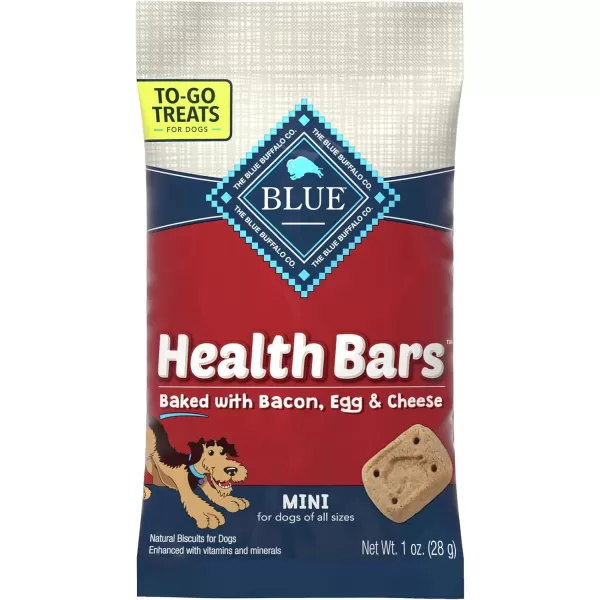 imageBlue Buffalo Bones Natural Crunchy Dog Treats TOGO Mini Dog Biscuits Beef 1oz Bags Pack of 12MINIBacon Egg amp Cheese 1 Ounce Pack of 12