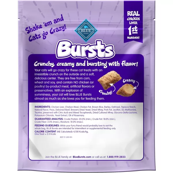 imageBlue Buffalo Bursts Crunchy Cat Treats Variety Pack Chicken Chicken Liver and Beef and Seafood 5oz Bags 3 countChicken Liver amp Beef 5 Ounce Pack of 1