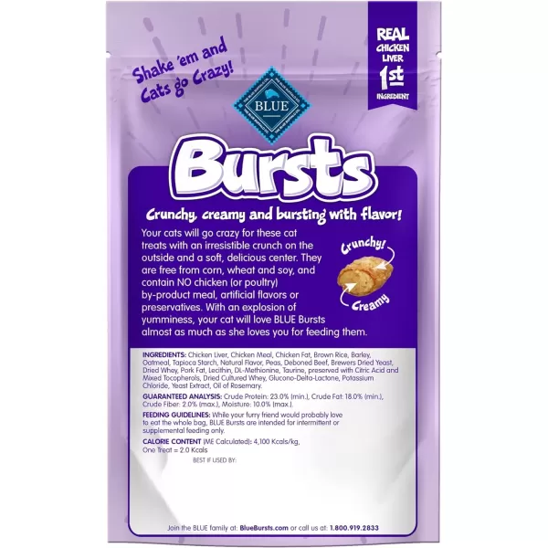imageBlue Buffalo Bursts Crunchy Cat Treats Variety Pack Chicken Chicken Liver and Beef and Seafood 5oz Bags 3 countLiver 2 Ounce Pack of 1