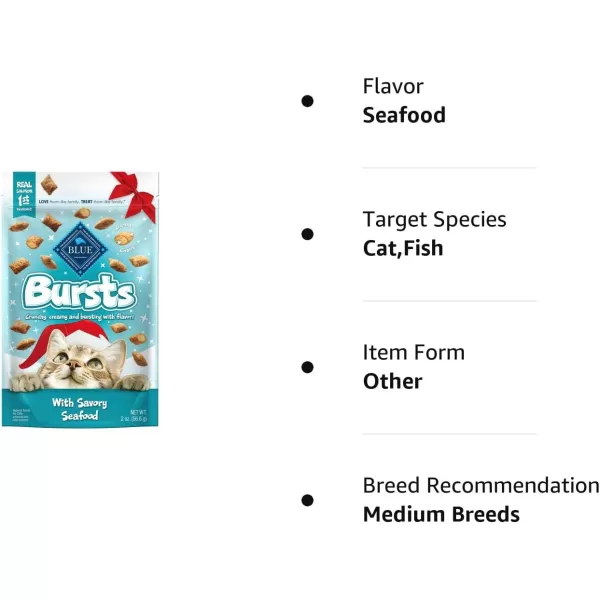 imageBlue Buffalo Bursts Crunchy Cat Treats Variety Pack Chicken Chicken Liver and Beef and Seafood 5oz Bags 3 countSeafood 2 OZ
