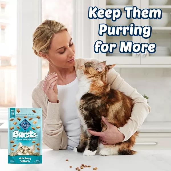 imageBlue Buffalo Bursts Crunchy Cat Treats Variety Pack Chicken Chicken Liver and Beef and Seafood 5oz Bags 3 countSeafood 2 Ounce Pack of 6