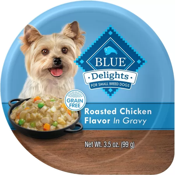 imageBlue Buffalo Delights Natural Adult Small Breed Wet Dog Food Cup Roasted Chicken Flavor in Hearty Gravy 35oz Pack of 12Chicken 35 Ounce Pack of 12