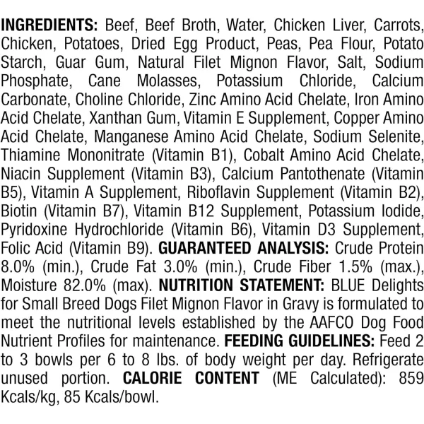 imageBlue Buffalo Delights Natural Adult Small Breed Wet Dog Food Cup Roasted Chicken Flavor in Hearty Gravy 35oz Pack of 12Filet Mignon 35 Ounce Pack of 12