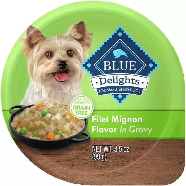 imageBlue Buffalo Delights Natural Adult Small Breed Wet Dog Food Cup Roasted Chicken Flavor in Hearty Gravy 35oz Pack of 12Filet Mignon 35 Ounce Pack of 12