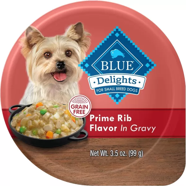 imageBlue Buffalo Delights Natural Adult Small Breed Wet Dog Food Cup Roasted Chicken Flavor in Hearty Gravy 35oz Pack of 12Prime Rib 35 Ounce Pack of 12