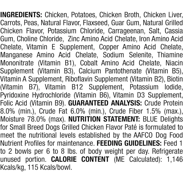 imageBlue Buffalo Delights Natural Adult Small Breed Wet Dog Food Cups Pate Style Filet Mignon and Porterhouse 35oz 12 Pack 6 of Each FlavorChicken 35 Ounce Pack of 12
