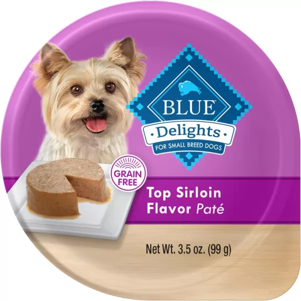 imageBlue Buffalo Delights Natural Adult Small Breed Wet Dog Food Cups Pate Style Filet Mignon and Porterhouse 35oz 12 Pack 6 of Each FlavorTop Sirloin 35 Ounce Pack of 12