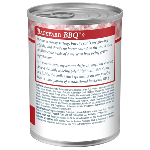 imageBlue Buffalo Family Favorites Natural Adult Wet Dog Food Shepherds Pie 125oz can Pack of 12Backyard BBQ 125 Ounce Pack of 12