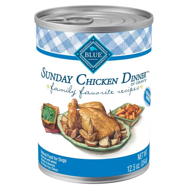 imageBlue Buffalo Family Favorites Natural Adult Wet Dog Food Shepherds Pie 125oz can Pack of 12Sunday Chicken 125 Ounce Pack of 12