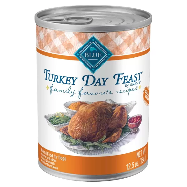 imageBlue Buffalo Family Favorites Natural Adult Wet Dog Food Shepherds Pie 125oz can Pack of 12Turkey Day Feast 125 Ounce Pack of 12