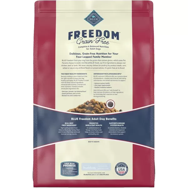 imageBlue Buffalo Freedom Grain Free Natural Adult Dry Dog Food Beef 24lbBeef 11 Pound Pack of 1