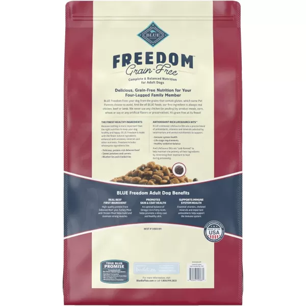 imageBlue Buffalo Freedom Grain Free Natural Adult Dry Dog Food Beef 24lbBeef 24 Pound Pack of 1