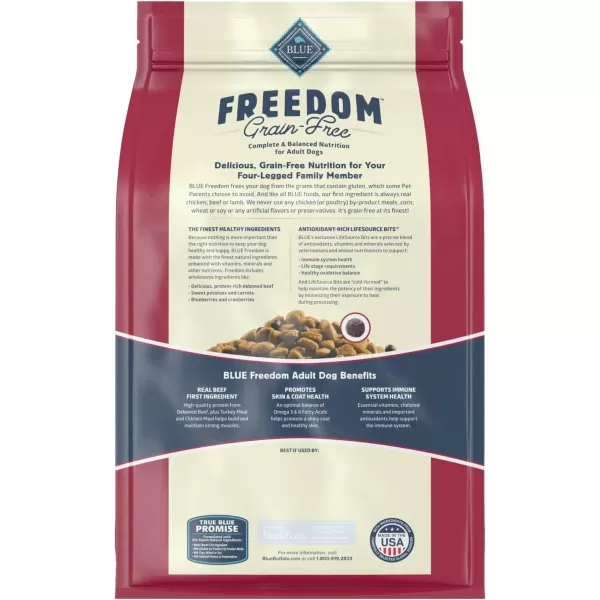imageBlue Buffalo Freedom Grain Free Natural Adult Dry Dog Food Beef 24lbBeef 4 Pound Pack of 1