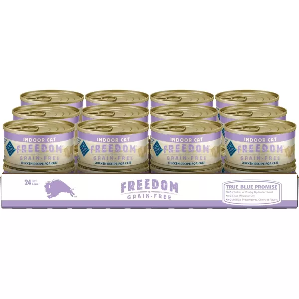 imageBlue Buffalo Freedom Grain Free Natural Adult Pate Wet Cat Food Indoor Chicken 125oz cans Pack of 12Chicken