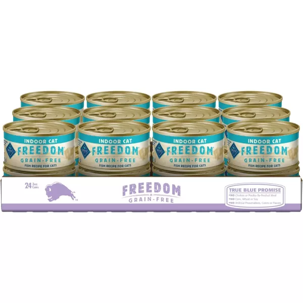 imageBlue Buffalo Freedom Grain Free Natural Adult Pate Wet Cat Food Indoor Chicken 125oz cans Pack of 12Fish