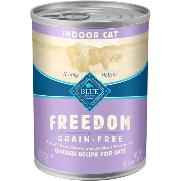 imageBlue Buffalo Freedom Grain Free Natural Adult Pate Wet Cat Food Indoor Fish 55oz cans Pack of 24Chicken 125 Ounce Pack of 12